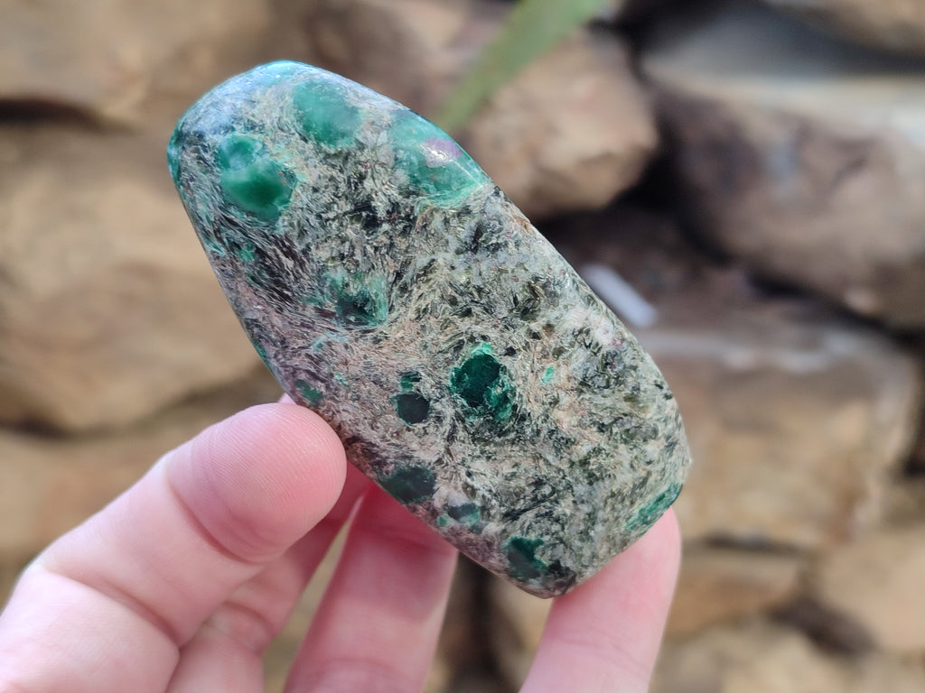 Polished Emerald Mica In Matrix with Ruby Corundum Standing Free Forms x 4 From Mutoko, Zimbabwe - Toprock Gemstones and Minerals 