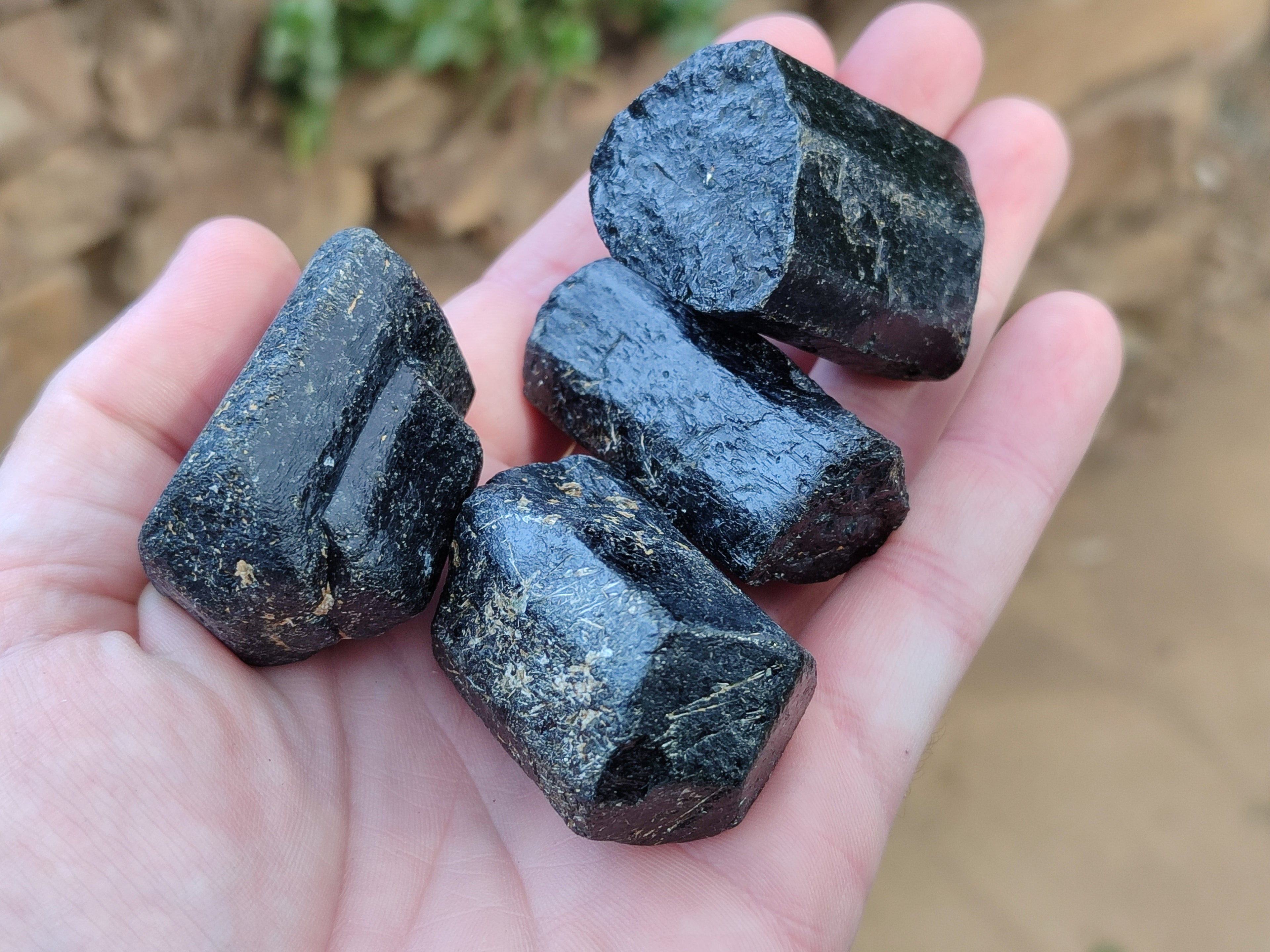 Natural Black Tourmaline Double Terminated Crystals x 24 From Zimbabwe - Toprock Gemstones and Minerals 
