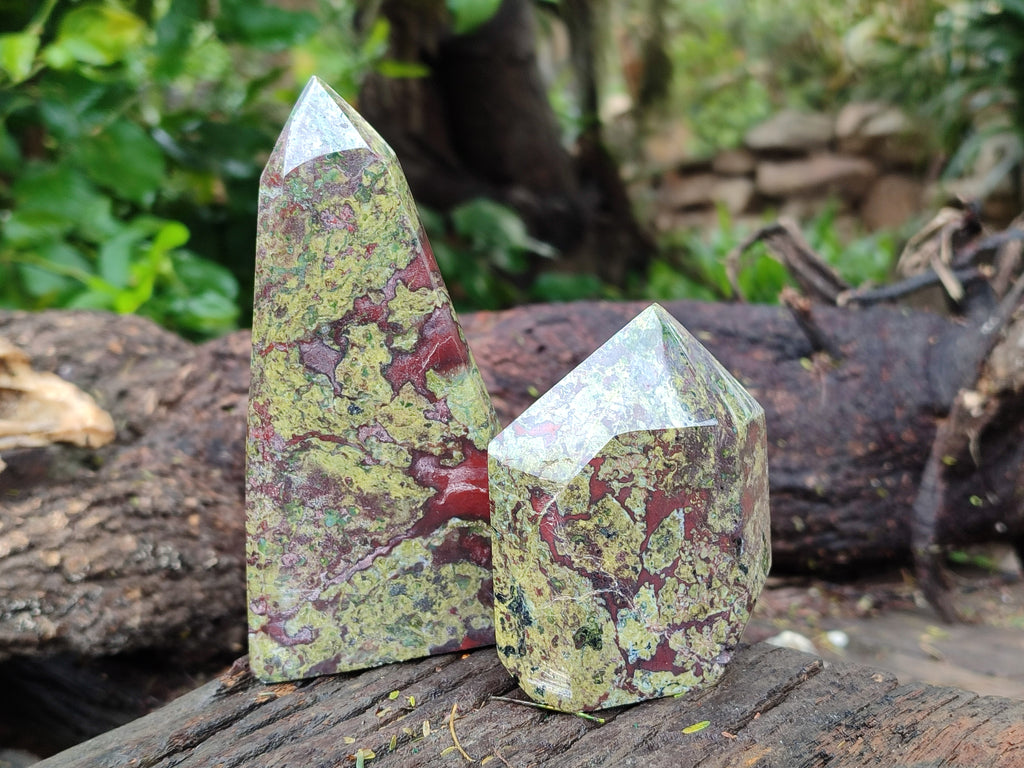 Polished Bastite Dragons Blood Stone Points x 3 From Tshipise, South Africa - Toprock Gemstones and Minerals 