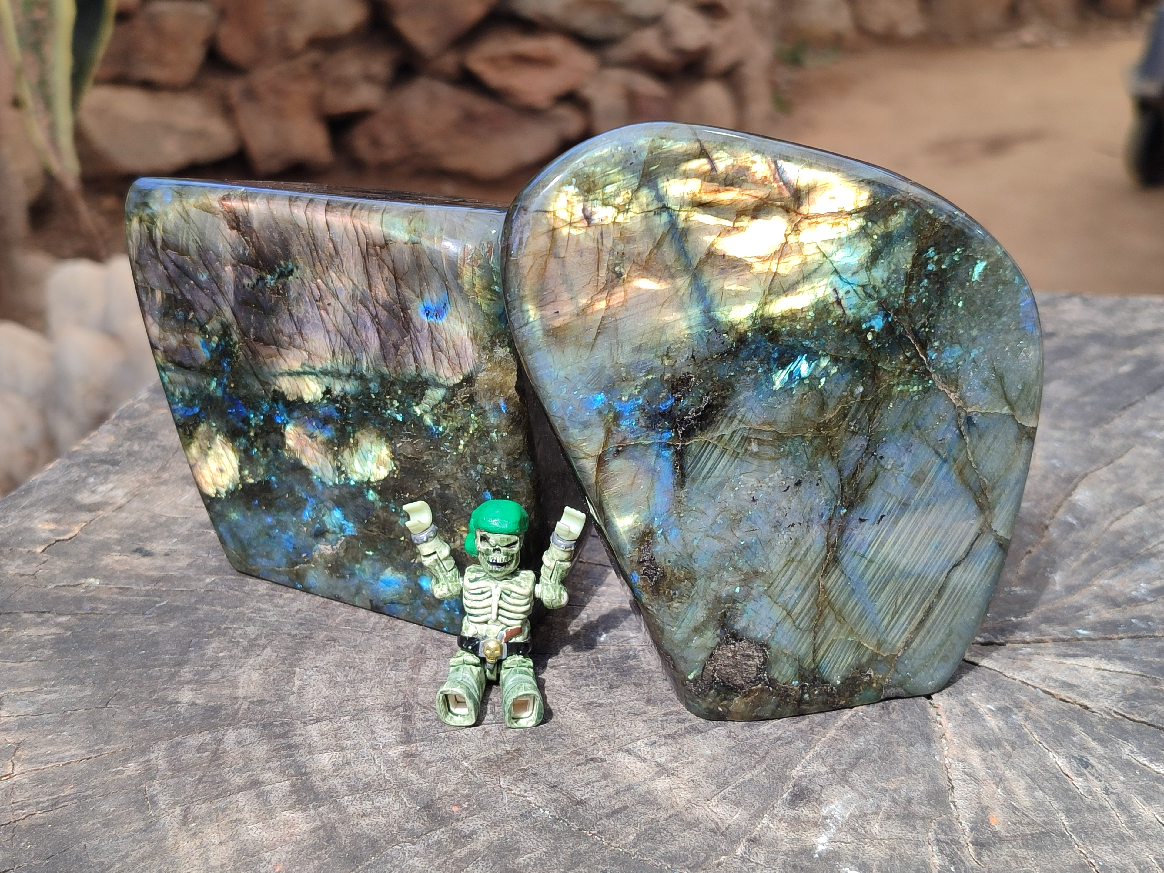 Polished Labradorite Standing Free Forms x 2 From Tulear, Madagascar - Toprock Gemstones and Minerals 