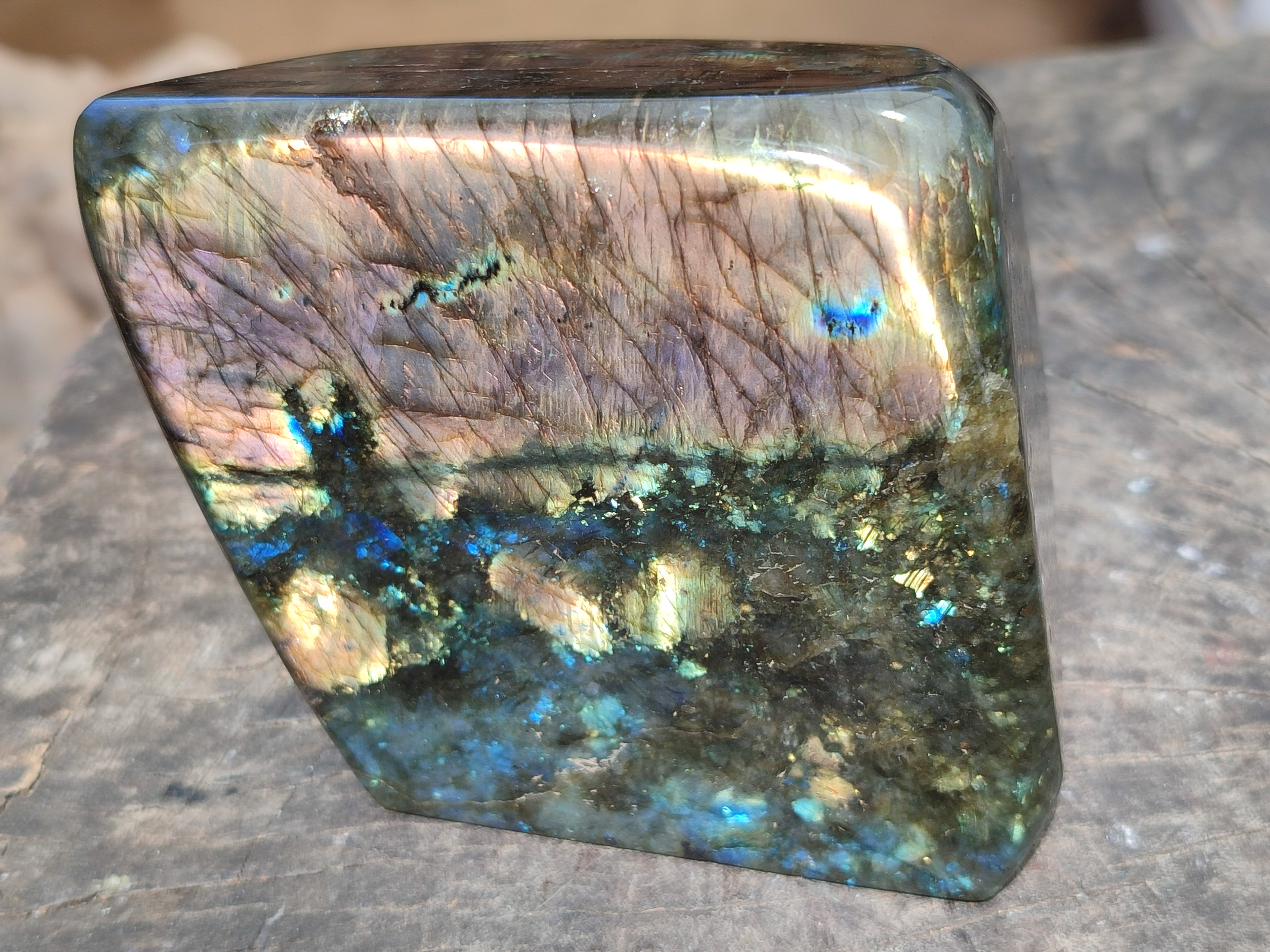 Polished Labradorite Standing Free Forms x 2 From Tulear, Madagascar - Toprock Gemstones and Minerals 
