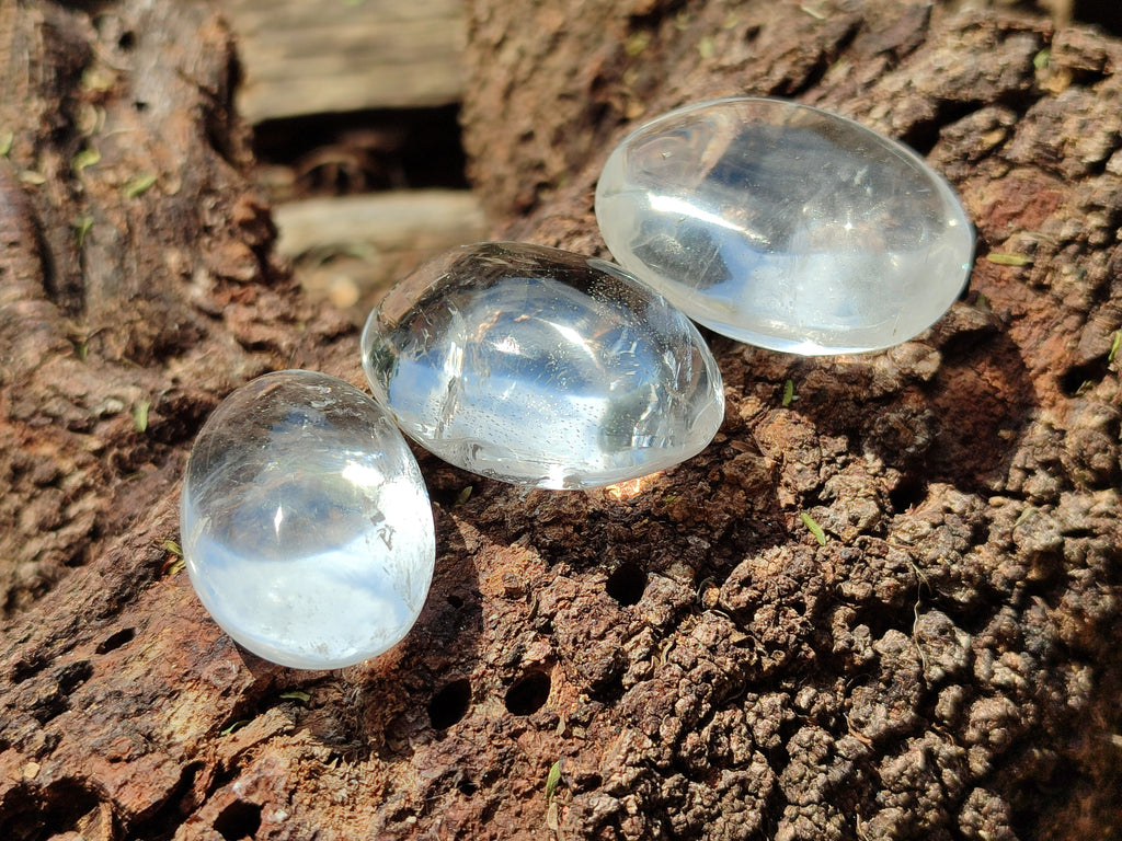 Polished Clear Quartz Crystal Palm Stones x 35 From Madagascar - Toprock Gemstones and Minerals 