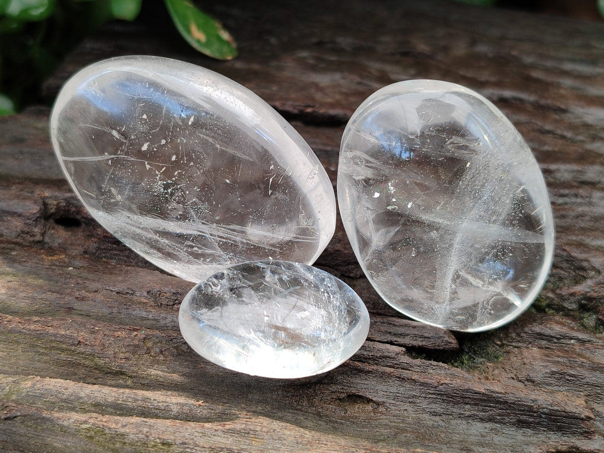 Polished Clear Quartz Crystal Palm Stones x 35 From Madagascar - Toprock Gemstones and Minerals 