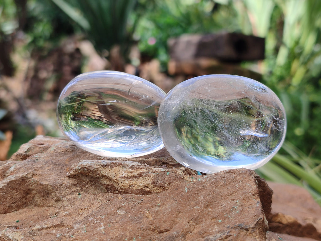Polished Clear Quartz Crystal Palm Stones x 35 From Madagascar - Toprock Gemstones and Minerals 