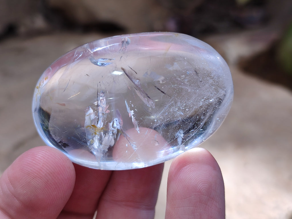 Polished Clear Quartz Crystal Palm Stones x 35 From Madagascar - Toprock Gemstones and Minerals 