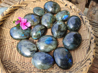 Polished Labradorite Palm Stones x 16 From Tulear, Madagascar