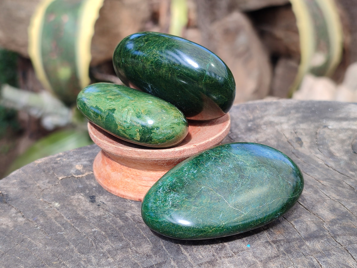 Polished Verdite Galet-Pal Stones x 24 From Zimbabwe - Toprock Gemstones and Minerals 
