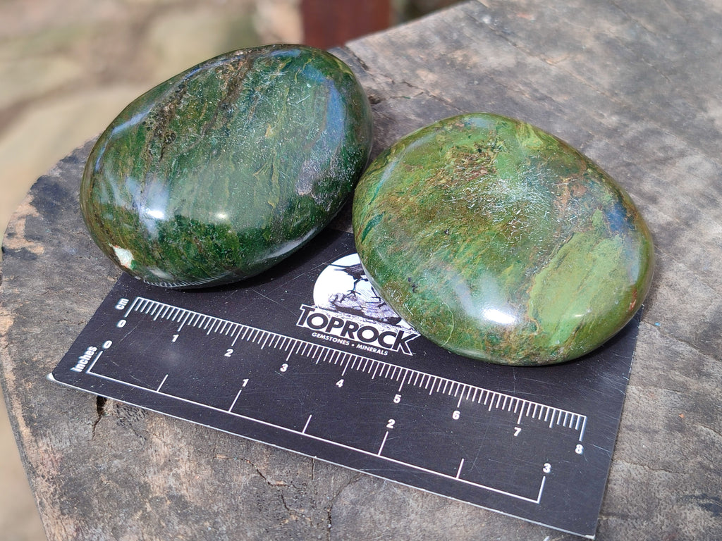Polished Verdite Galet-Pal Stones x 24 From Zimbabwe - Toprock Gemstones and Minerals 
