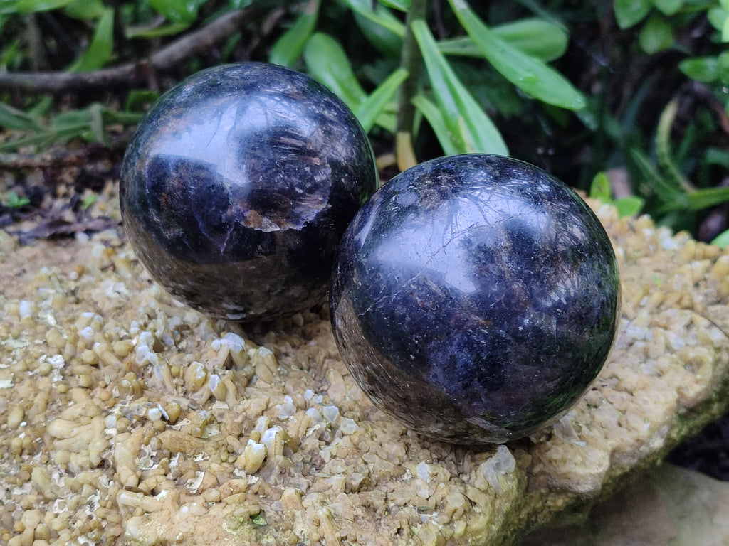 Polished Iolite Sphere's x 3 From Ambatofinandrahana, Madagascar - Toprock Gemstones and Minerals 