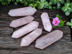 Polished Double Terminated Rose Quartz Points x 6 From Ambatondrazaka, Madagascar - Toprock Gemstones and Minerals 