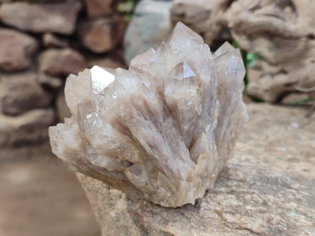 Natural Smokey Phantom Quartz Clusters x 4 From Luena, Congo - Toprock Gemstones and Minerals 