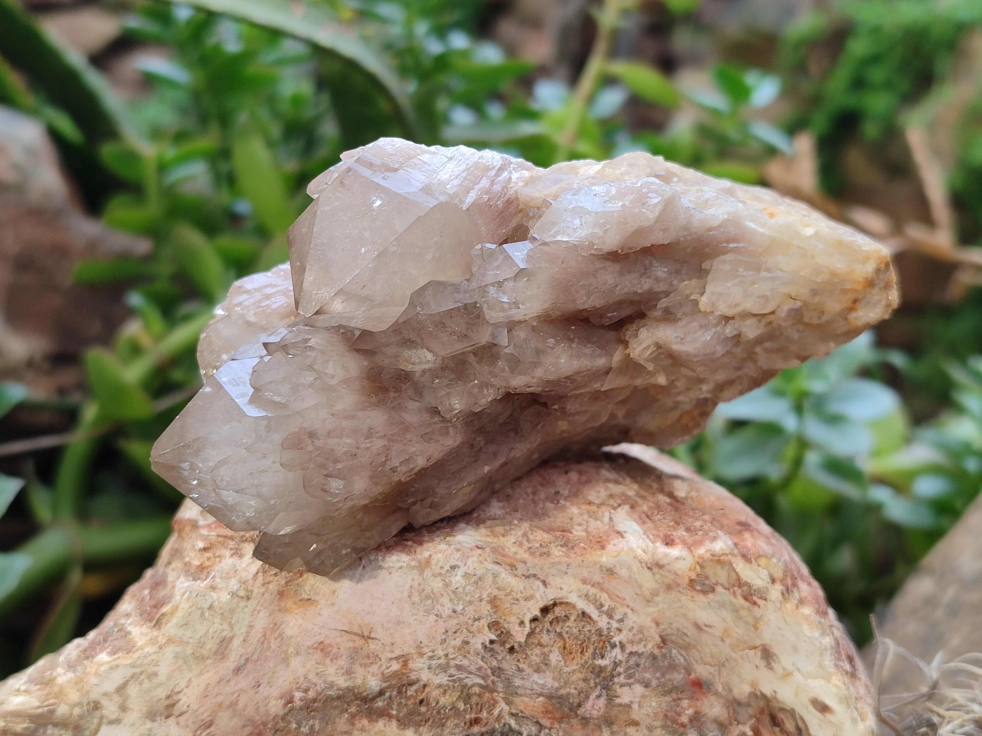 Natural Smokey Phantom Quartz Clusters x 4 From Luena, Congo - Toprock Gemstones and Minerals 