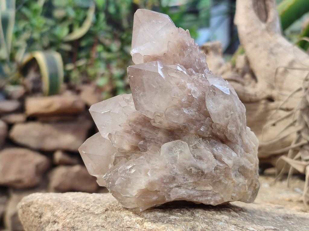 Natural Smokey Phantom Quartz Clusters x 4 From Luena, Congo - Toprock Gemstones and Minerals 