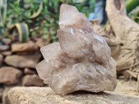 Natural Smokey Phantom Quartz Clusters x 4 From Luena, Congo - Toprock Gemstones and Minerals 