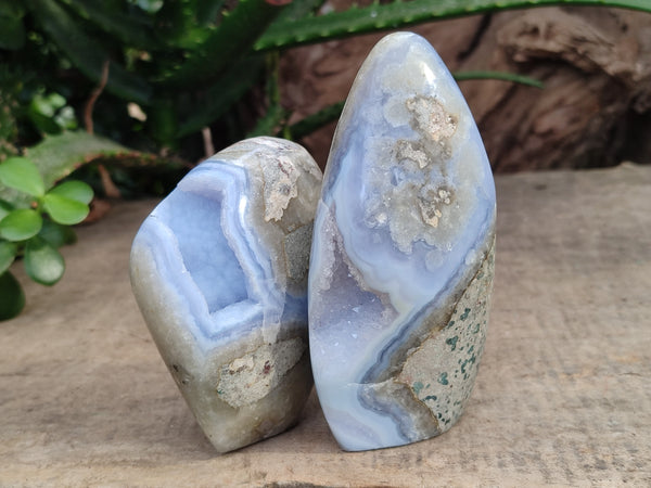 Polished Blue Lace Agate Geodes x 4 From Nsanje, Malawi