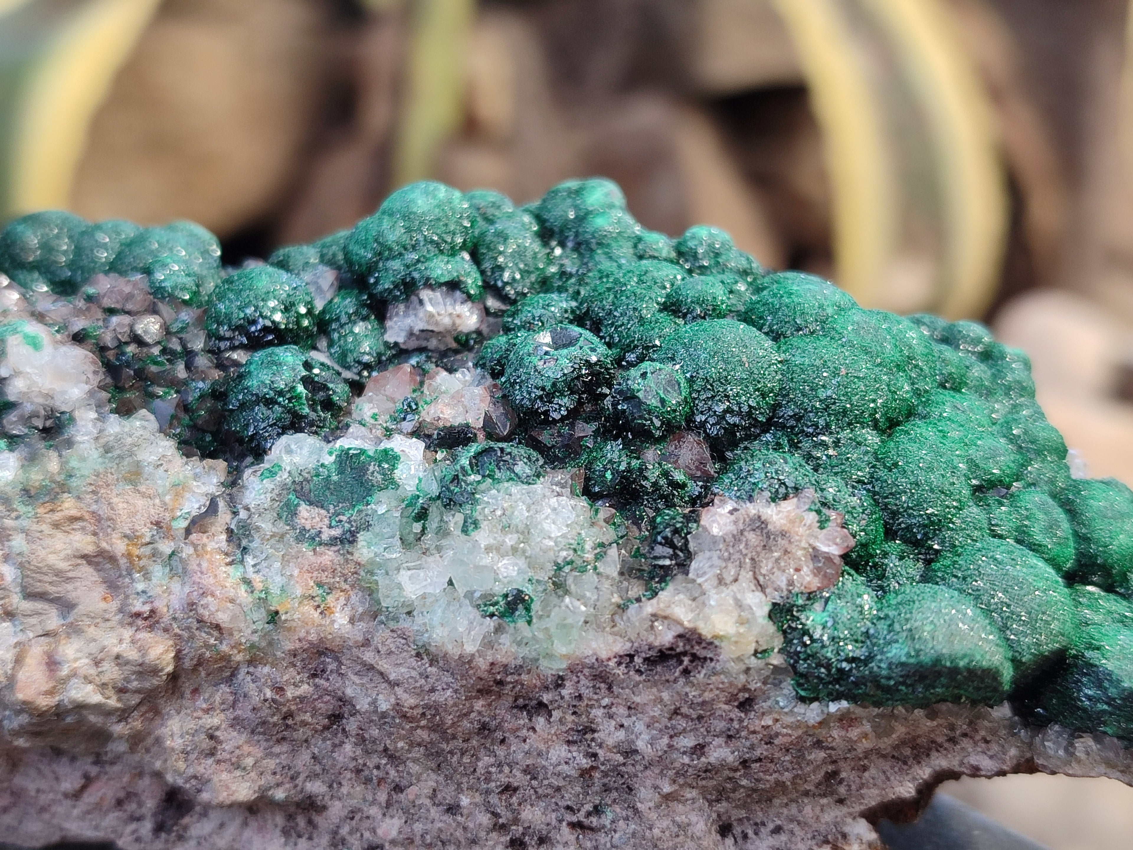 Natural Ball Malachite On Dolomite Matrix Specimens x 2 From Kambove, Congo - Toprock Gemstones and Minerals 
