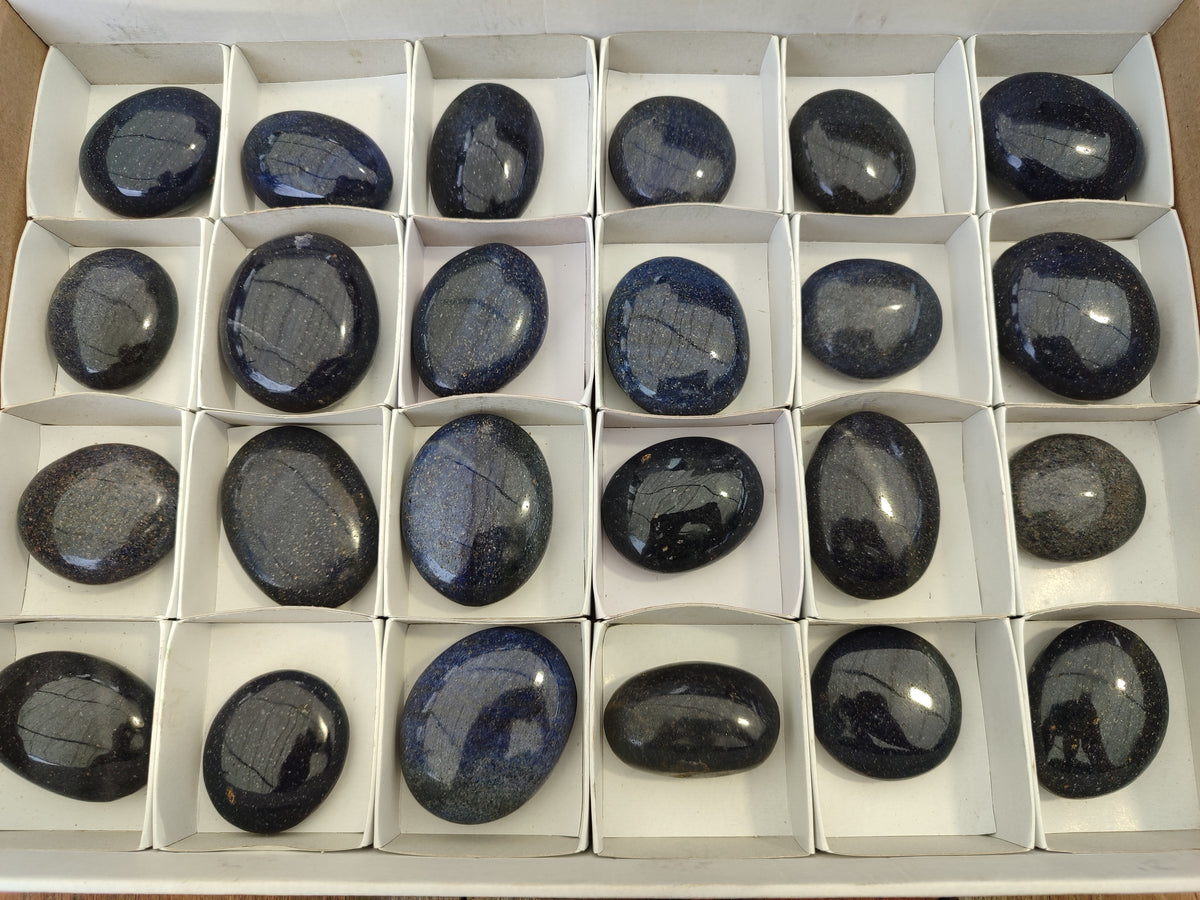 Polished Lazulite Hearts x 24 From Madagascar - Toprock Gemstones and Minerals 