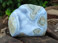 Polished Blue Lace Agate Geodes x 3 From Nsanje, Malawi