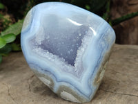 Polished Blue Lace Agate Geodes x 3 From Nsanje, Malawi