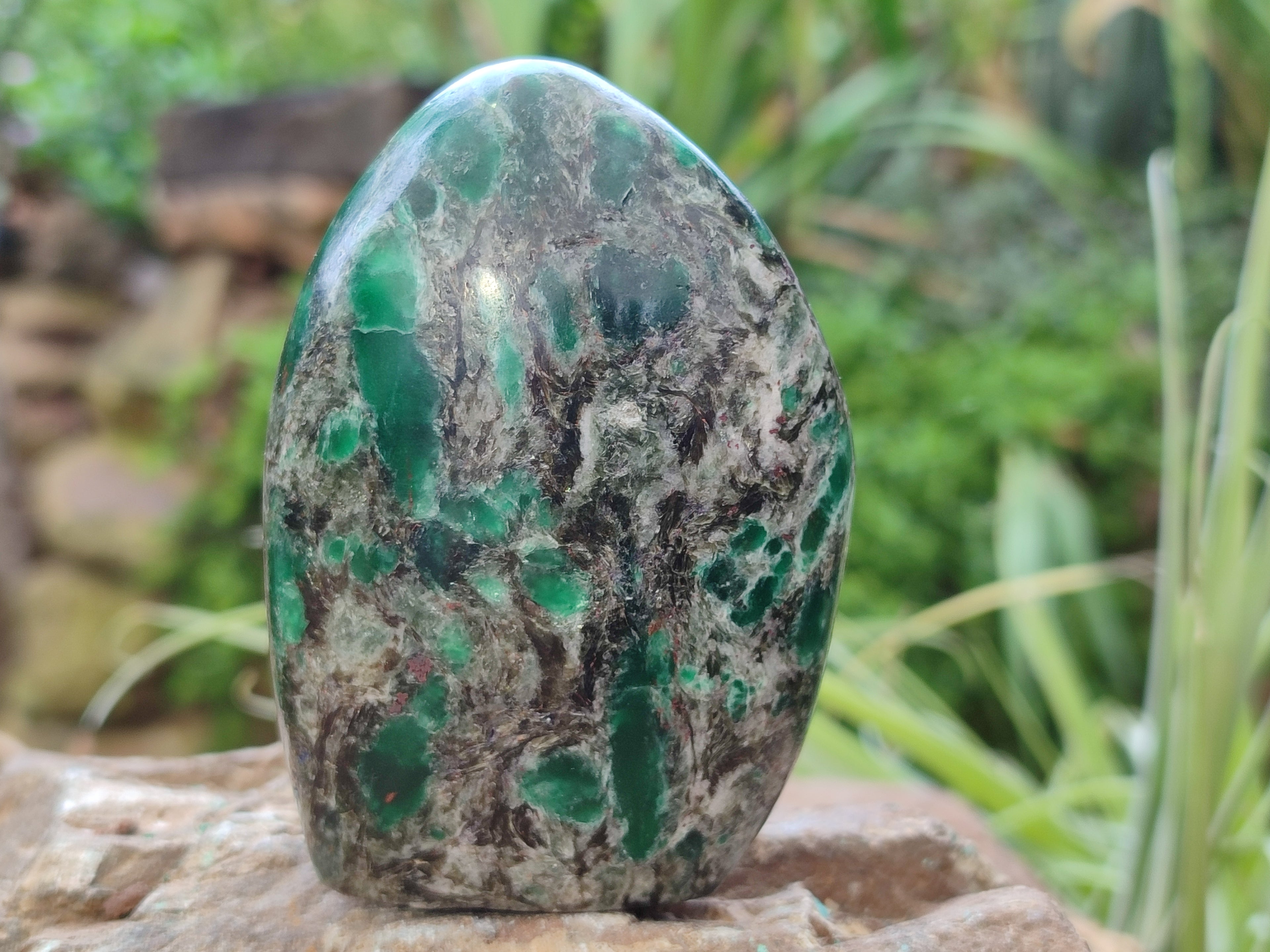 Polished Emerald Mica In Matrix Standing Free Forms x 4 From Mutoko, Zimbabwe - Toprock Gemstones and Minerals 