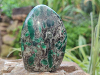 Polished Emerald Mica In Matrix Standing Free Forms x 4 From Mutoko, Zimbabwe - Toprock Gemstones and Minerals 