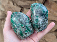 Polished Emerald Mica In Matrix Standing Free Forms x 4 From Mutoko, Zimbabwe - Toprock Gemstones and Minerals 