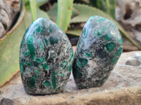 Polished Emerald Mica In Matrix Standing Free Forms x 4 From Mutoko, Zimbabwe - Toprock Gemstones and Minerals 