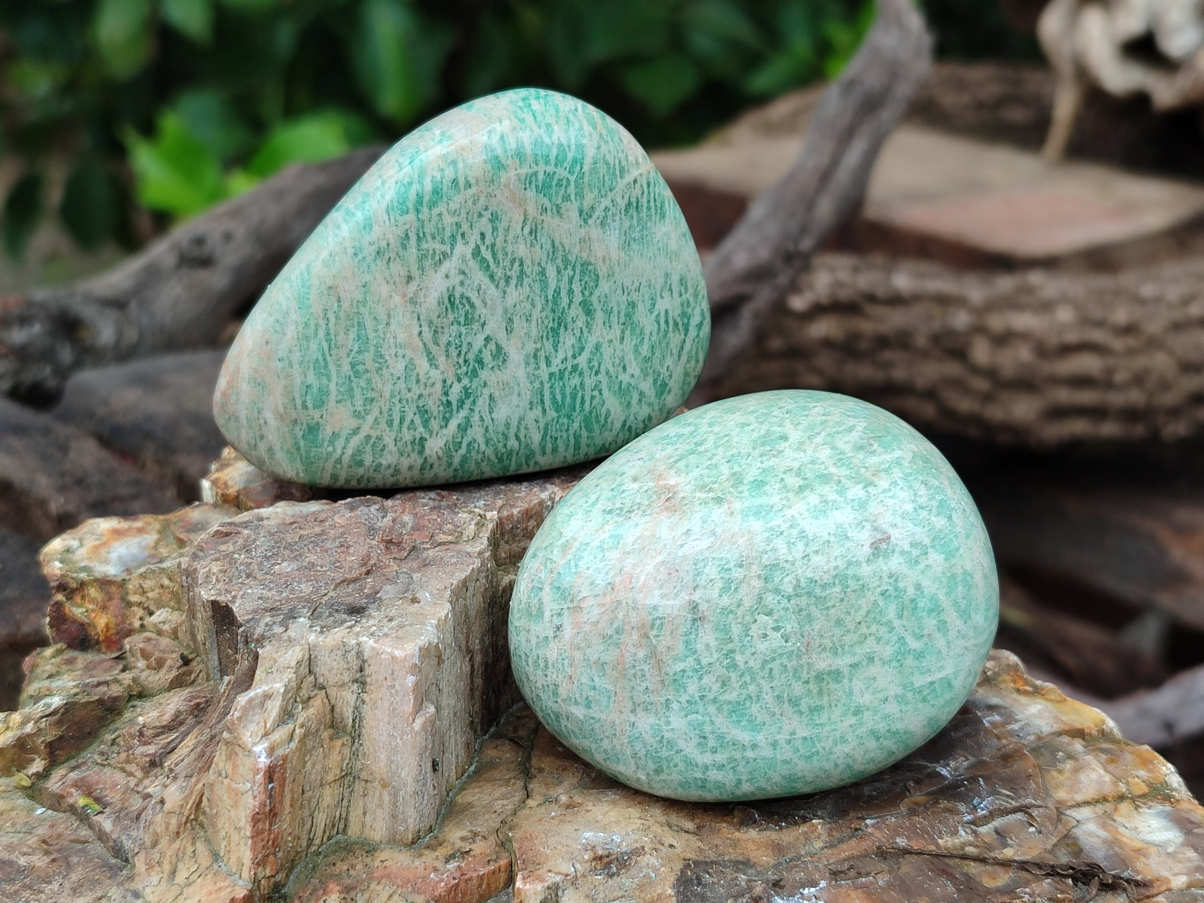 Polished Amazonite Palm Stones x 12 From Madagascar - Toprock Gemstones and Minerals 