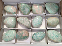 Polished Amazonite Palm Stones x 12 From Madagascar