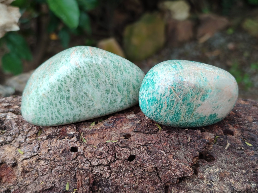Polished Amazonite Palm Stones x 12 From Madagascar - Toprock Gemstones and Minerals 