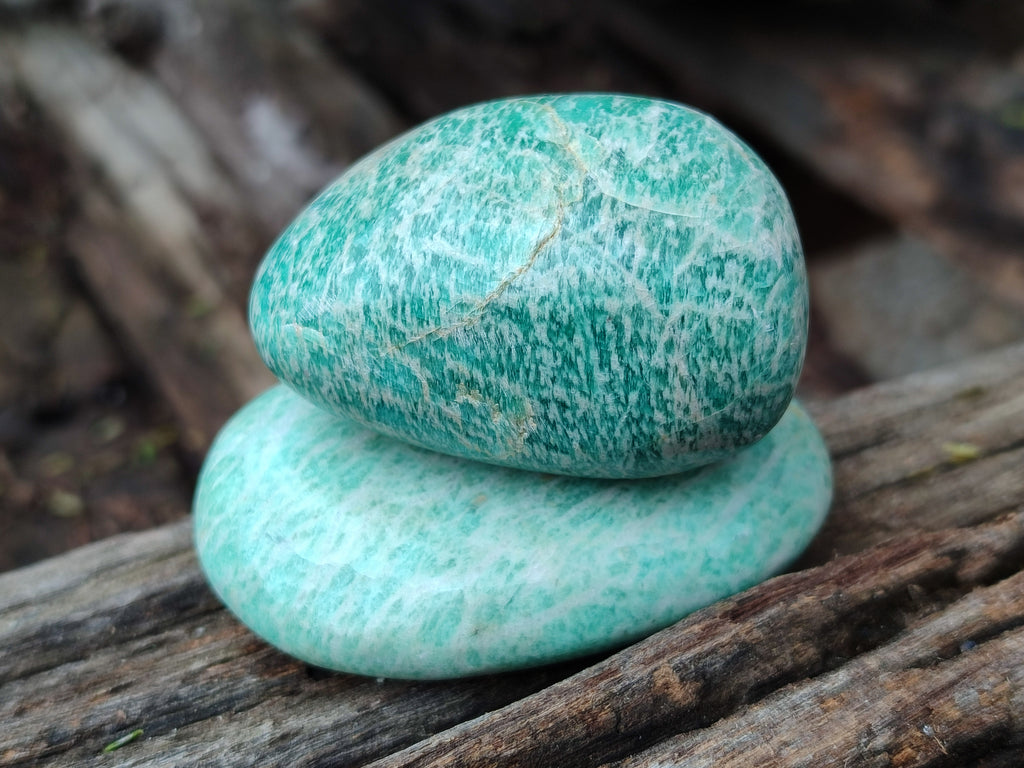 Polished Amazonite Palm Stones x 12 From Madagascar - Toprock Gemstones and Minerals 