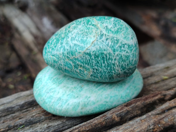 Polished Amazonite Palm Stones x 12 From Madagascar