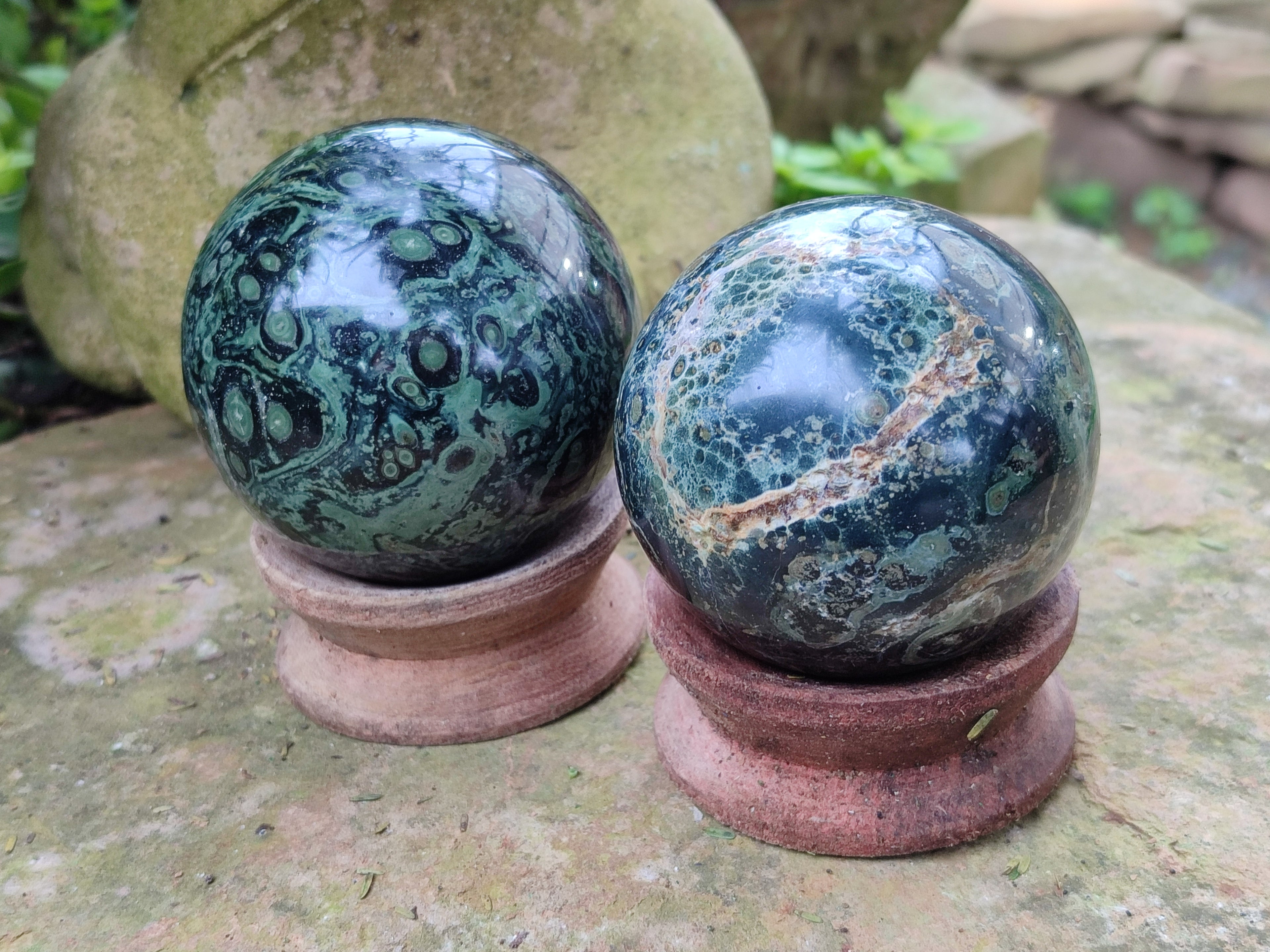 Polished Stromatolite Jasper Spheres x 4 From Katsepy, Madagascar - Toprock Gemstones and Minerals 