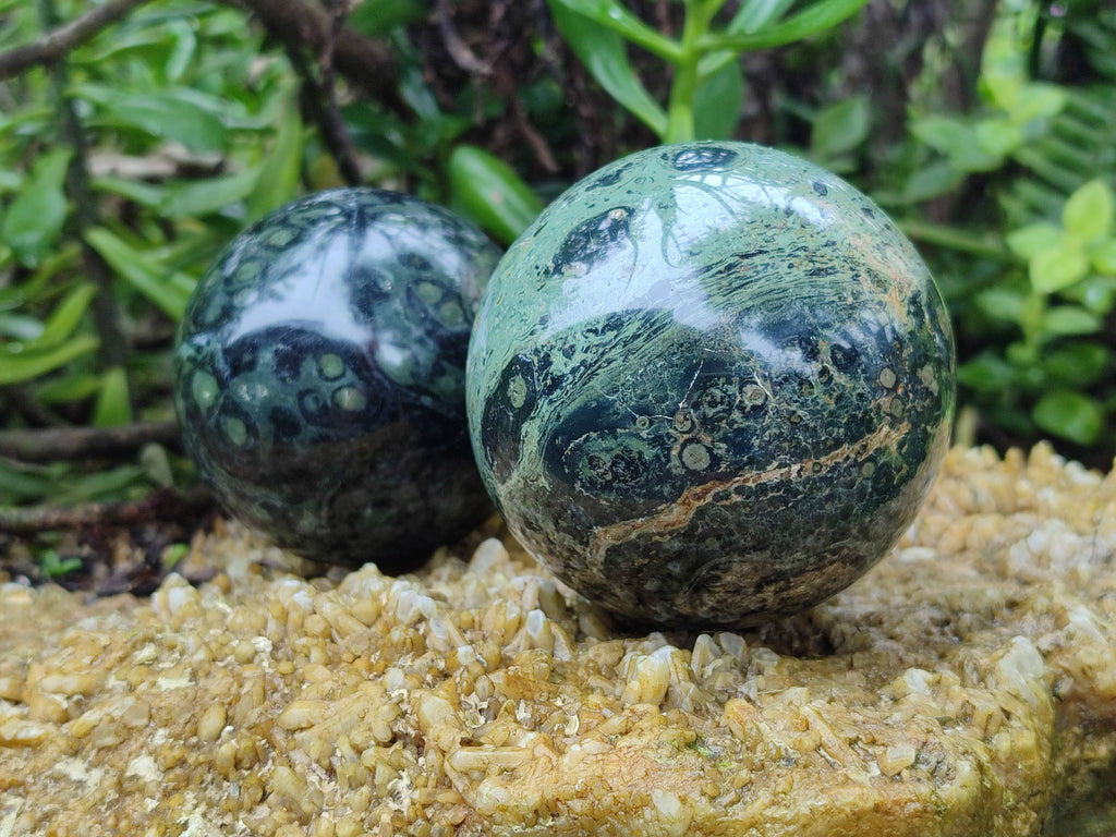 Polished Stromatolite Jasper Spheres x 4 From Katsepy, Madagascar - Toprock Gemstones and Minerals 