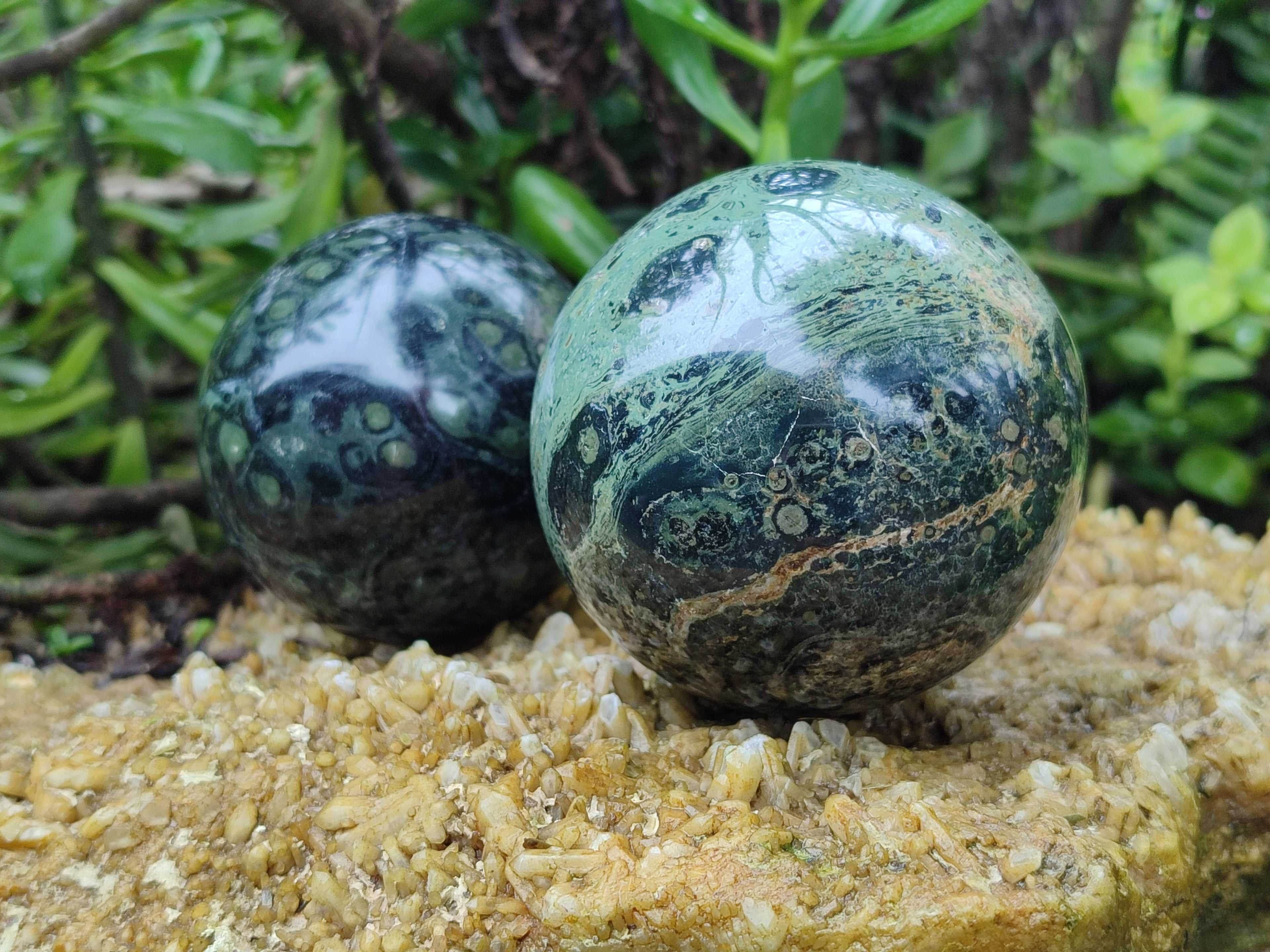 Polished Stromatolite Jasper Spheres x 4 From Katsepy, Madagascar - Toprock Gemstones and Minerals 