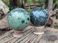 Polished Stromatolite Jasper Spheres x 4 From Katsepy, Madagascar