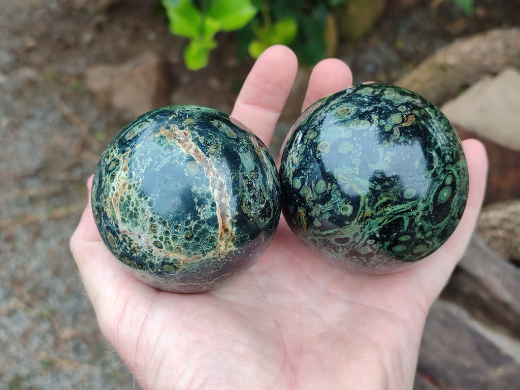 Polished Stromatolite Jasper Spheres x 4 From Katsepy, Madagascar - Toprock Gemstones and Minerals 