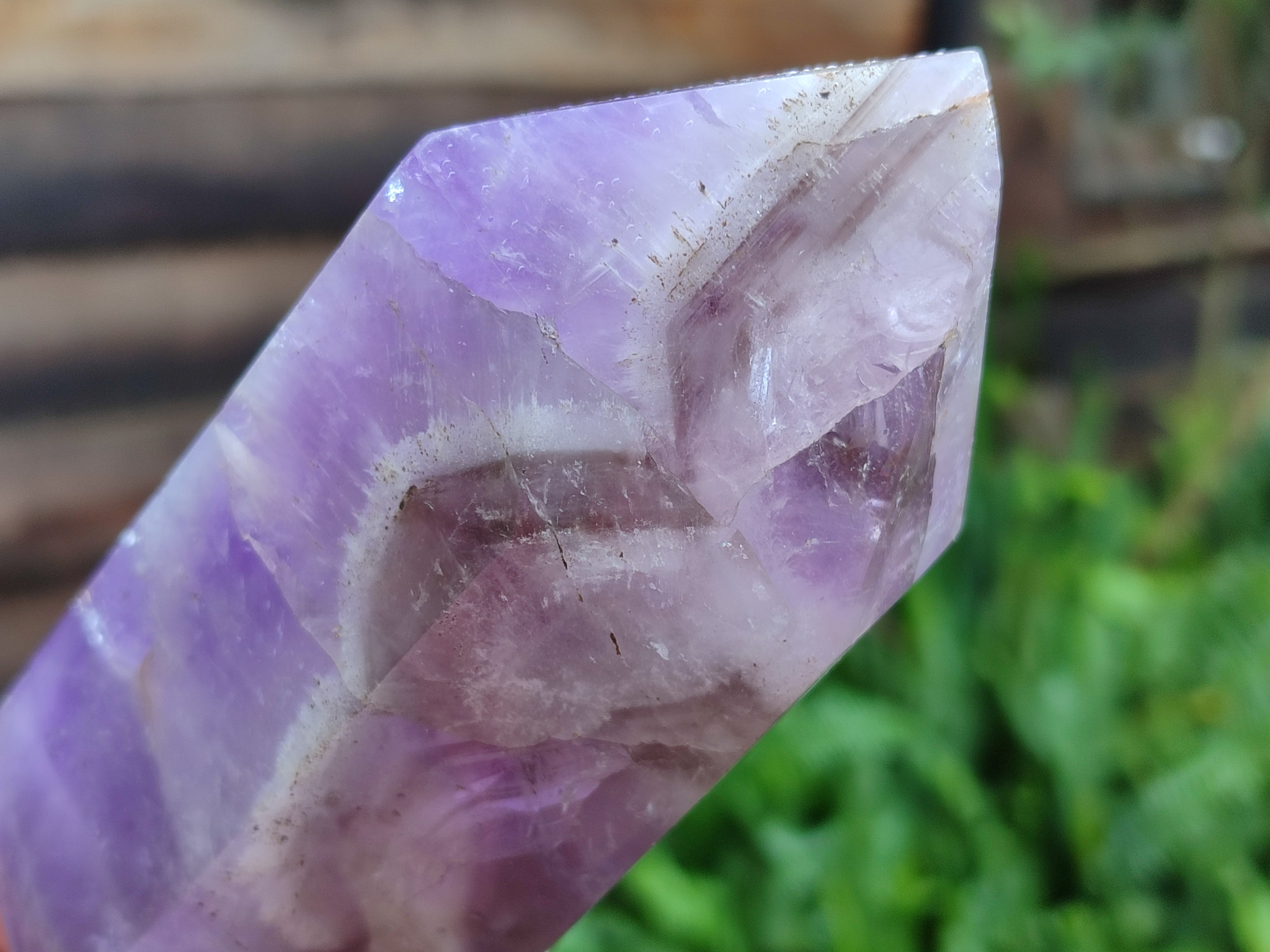 Polished Chevron Amethyst Points x 3 From Ankazobe, Madagascar - Toprock Gemstones and Minerals 