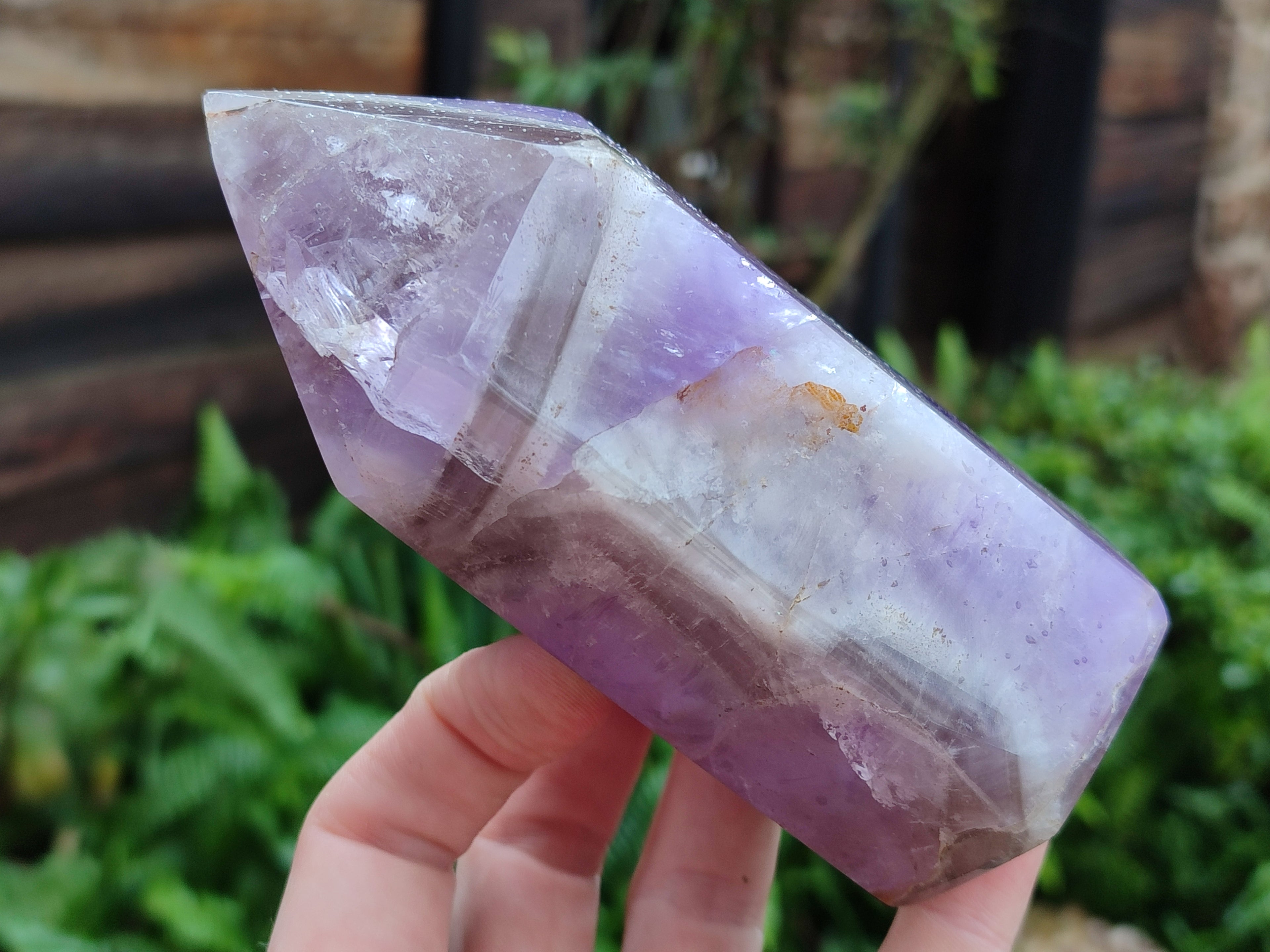 Polished Chevron Amethyst Points x 3 From Ankazobe, Madagascar - Toprock Gemstones and Minerals 