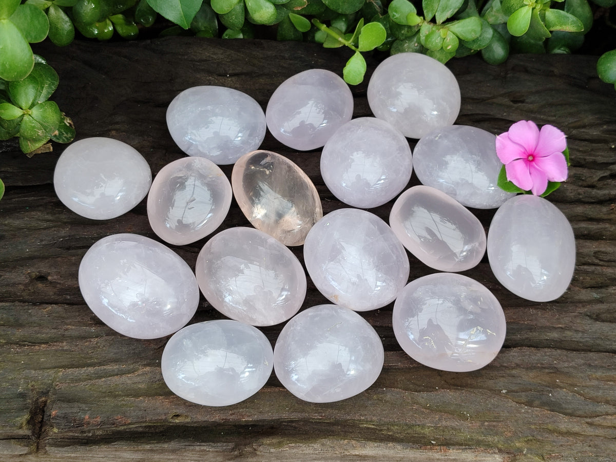 Polished Mix Rose, Blue, Lavender Quartz Palm Stones x 24 From Ambatondrazaka, Madagascar - Toprock Gemstones and Minerals 