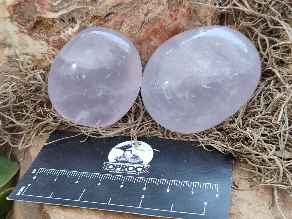 Polished Mix Rose, Blue, Lavender Quartz Palm Stones x 24 From Ambatondrazaka, Madagascar - Toprock Gemstones and Minerals 