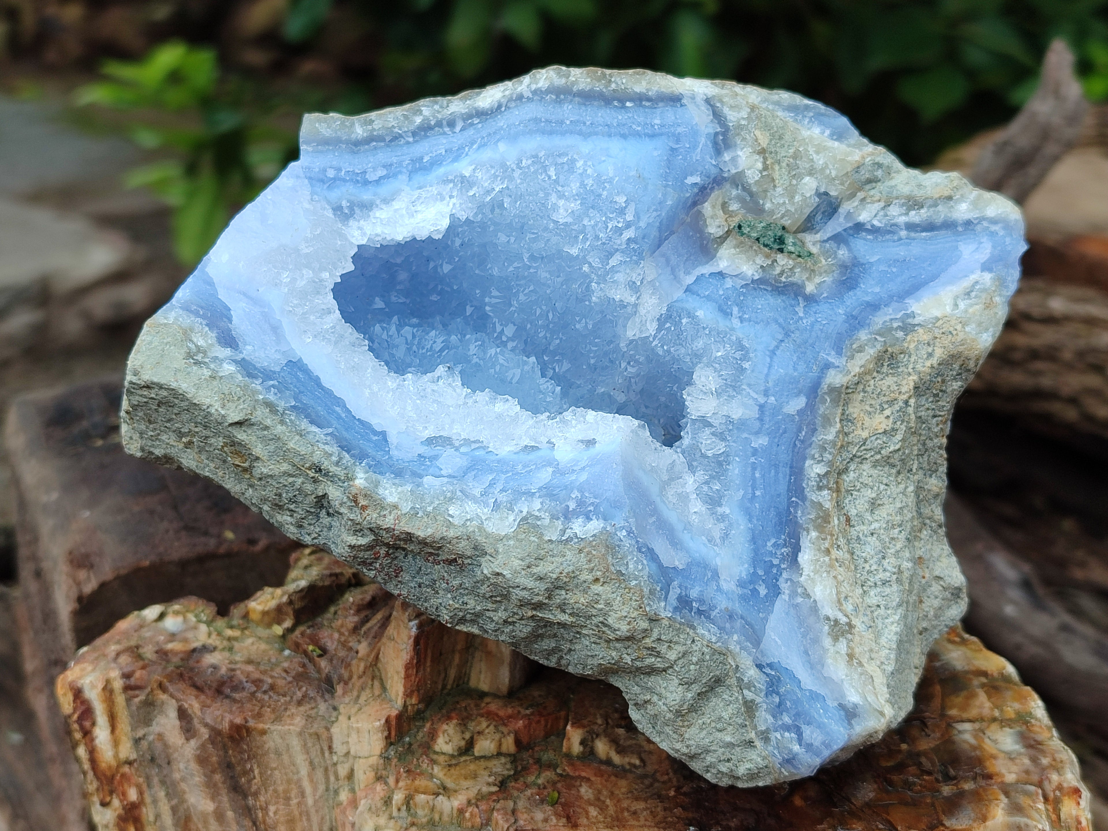 Natural Blue Lace Agate Geode Specimens x 3 From Nsanje, Malawi - Toprock Gemstones and Minerals 