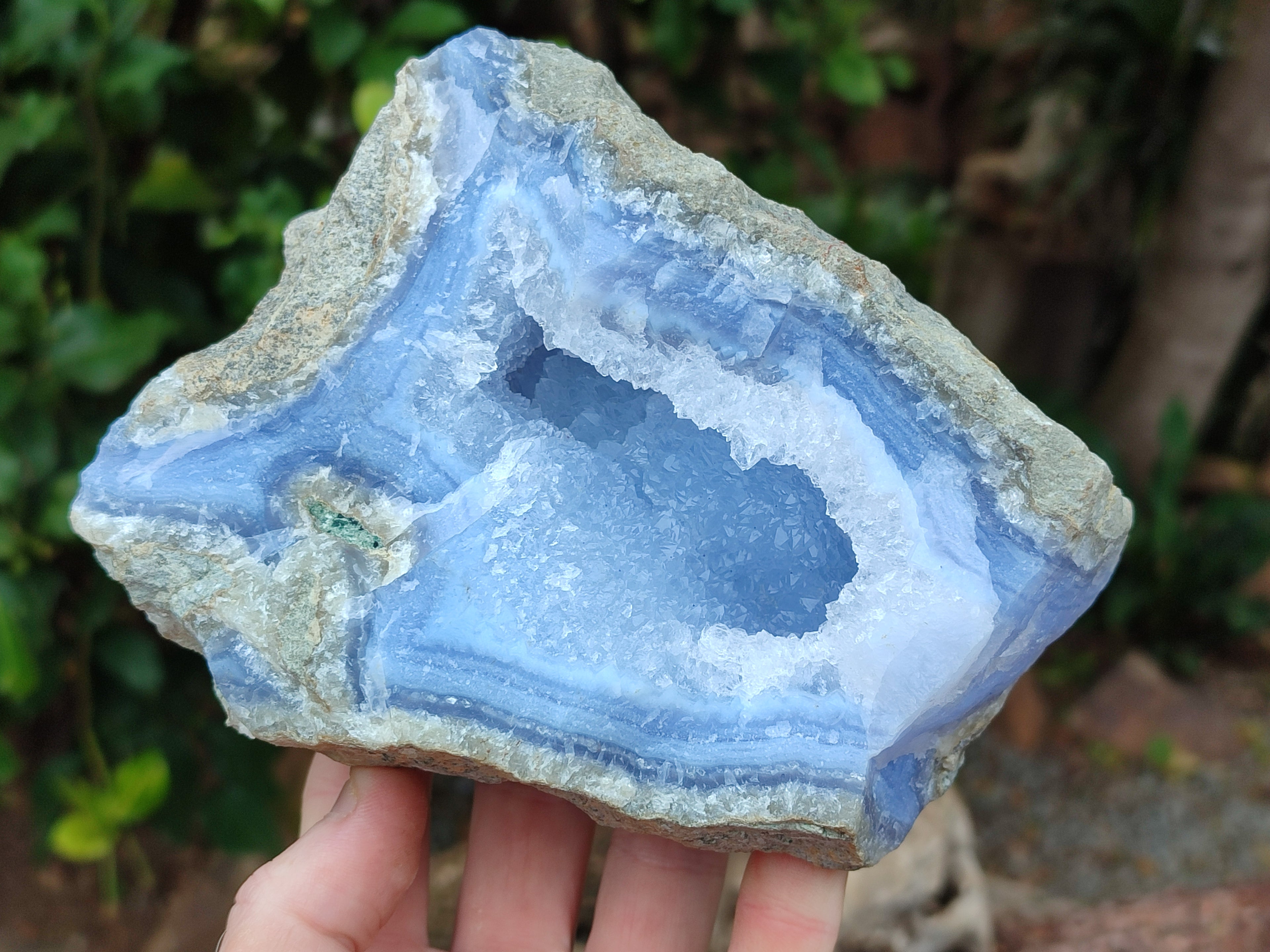 Natural Blue Lace Agate Geode Specimens x 3 From Nsanje, Malawi - Toprock Gemstones and Minerals 