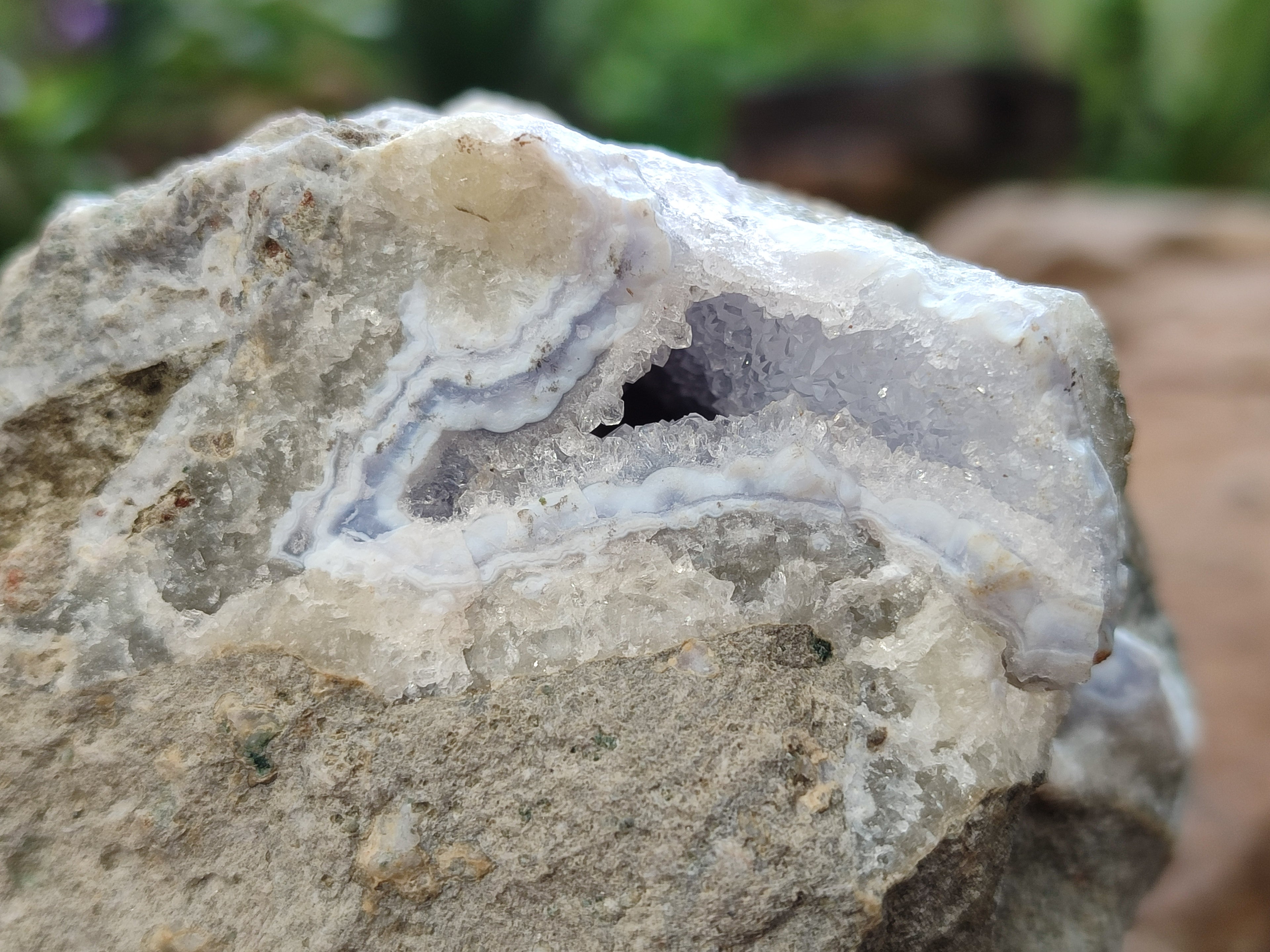 Natural Blue Lace Agate Geode Specimens x 3 From Nsanje, Malawi - Toprock Gemstones and Minerals 