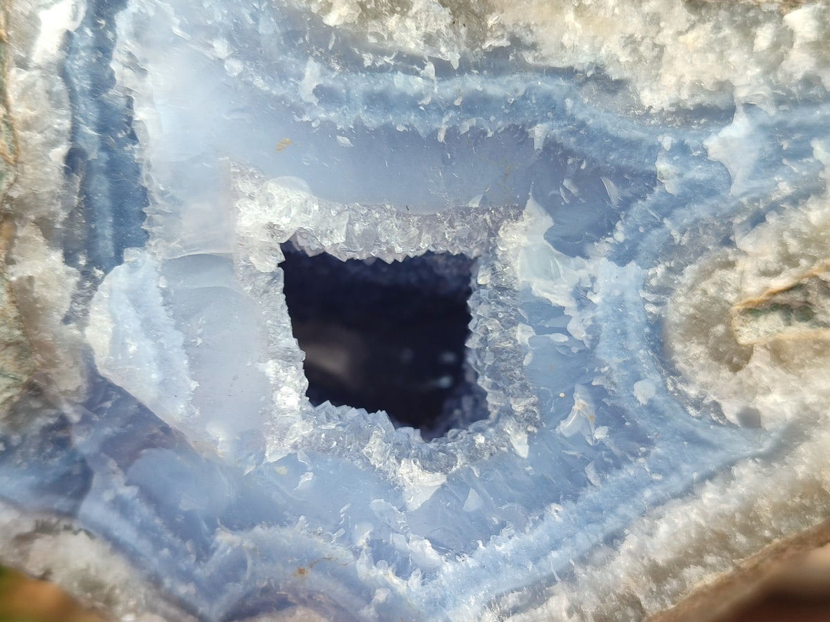 Natural Blue Lace Agate Geode Specimens x 3 From Nsanje, Malawi - Toprock Gemstones and Minerals 