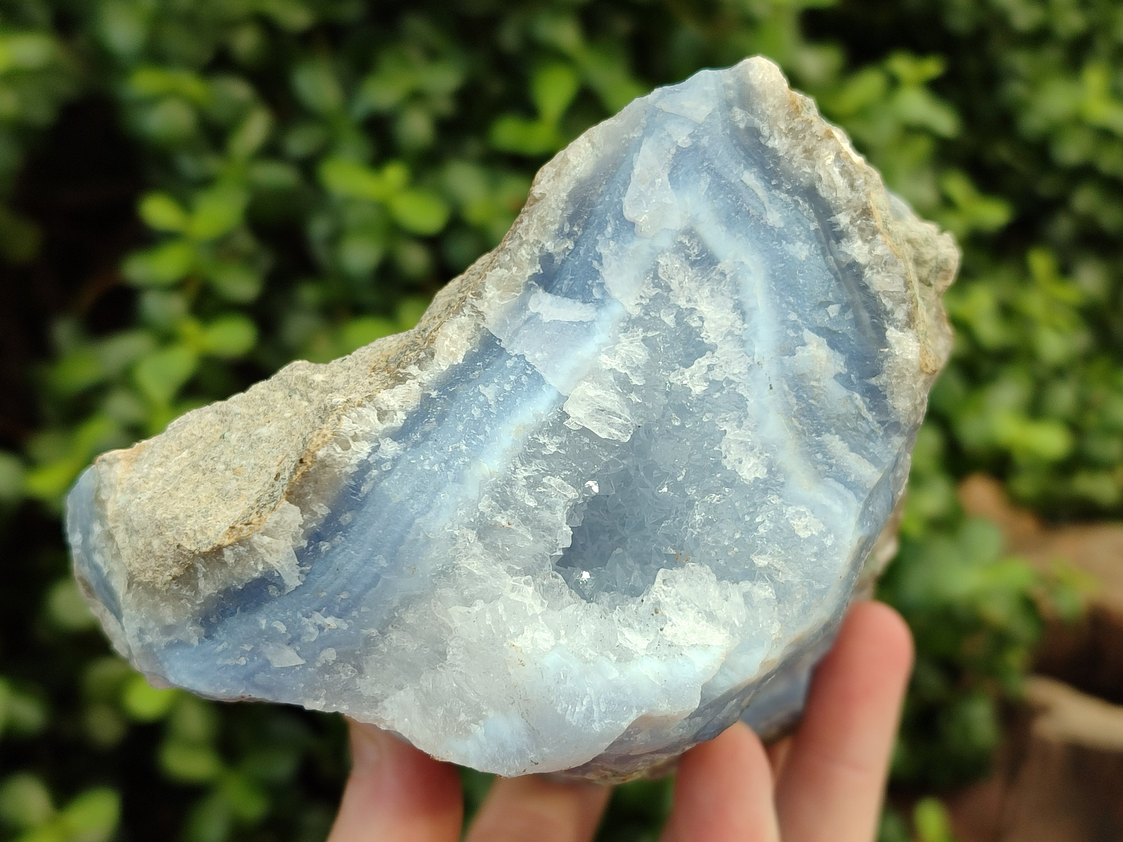 Natural Blue Lace Agate Geode Specimens x 3 From Nsanje, Malawi - Toprock Gemstones and Minerals 