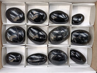 Polished Black Schorl Tourmaline Galet / Palmstones x 12 From Madagascar