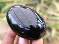 Polished Black Schorl Tourmaline Galet / Palmstones x 12 From Madagascar