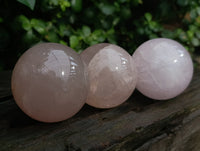 Polished Rose Quartz Spheres with Asterism-Star x 3 From Ambatondrazaka, Madagascar