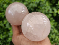 Polished Rose Quartz Spheres with Asterism-Star x 3 From Ambatondrazaka, Madagascar